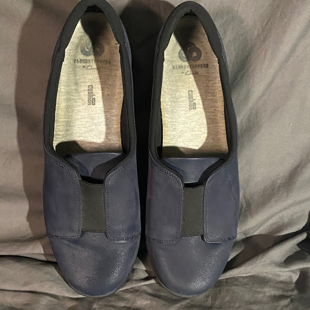 Clarks Navy Slip-On Loafers